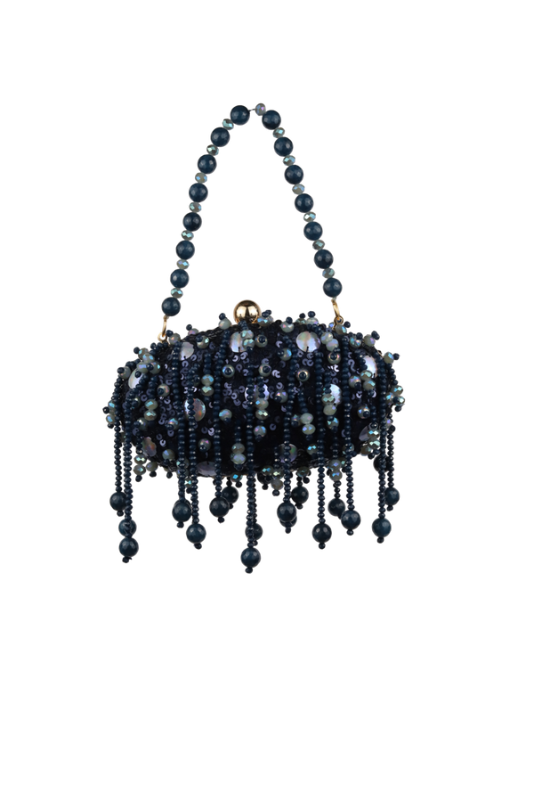 Oval Tassel Bag In *Midnight Blue*