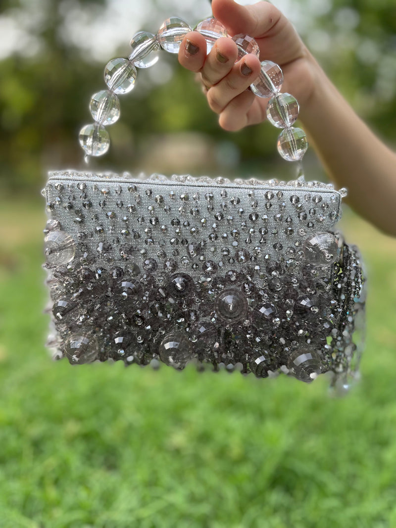 Crystal Box Bag In Gray