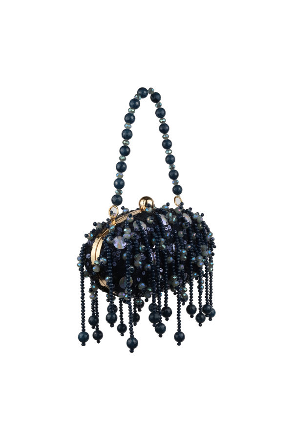 Oval Tassel Bag In *Midnight Blue*