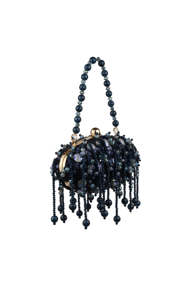 Oval Tassel Bag In *Midnight Blue*