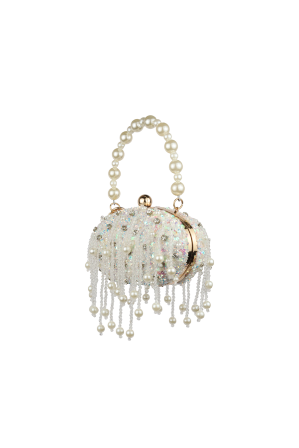 Oval Tassel Bag In Pearl White