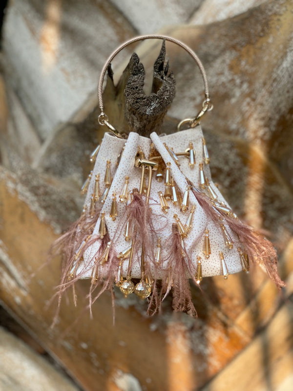 White Potli With Feather