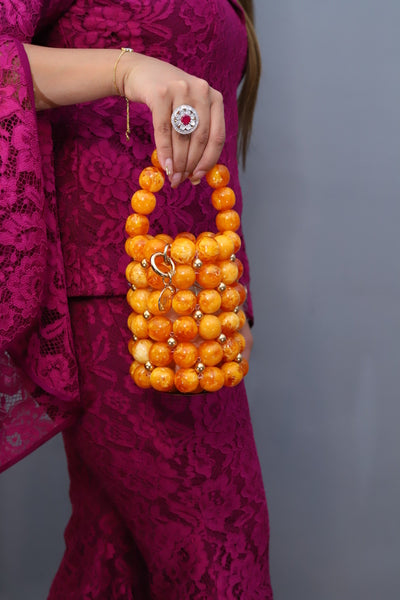 Mustard Marble Bucket Bag