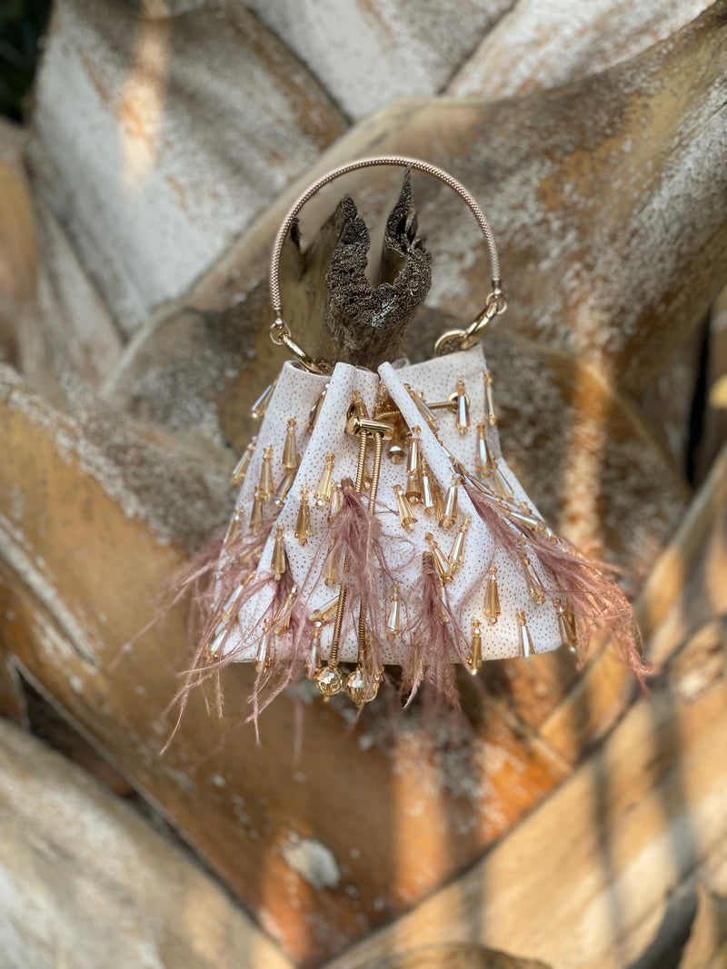 White Potli With Feather