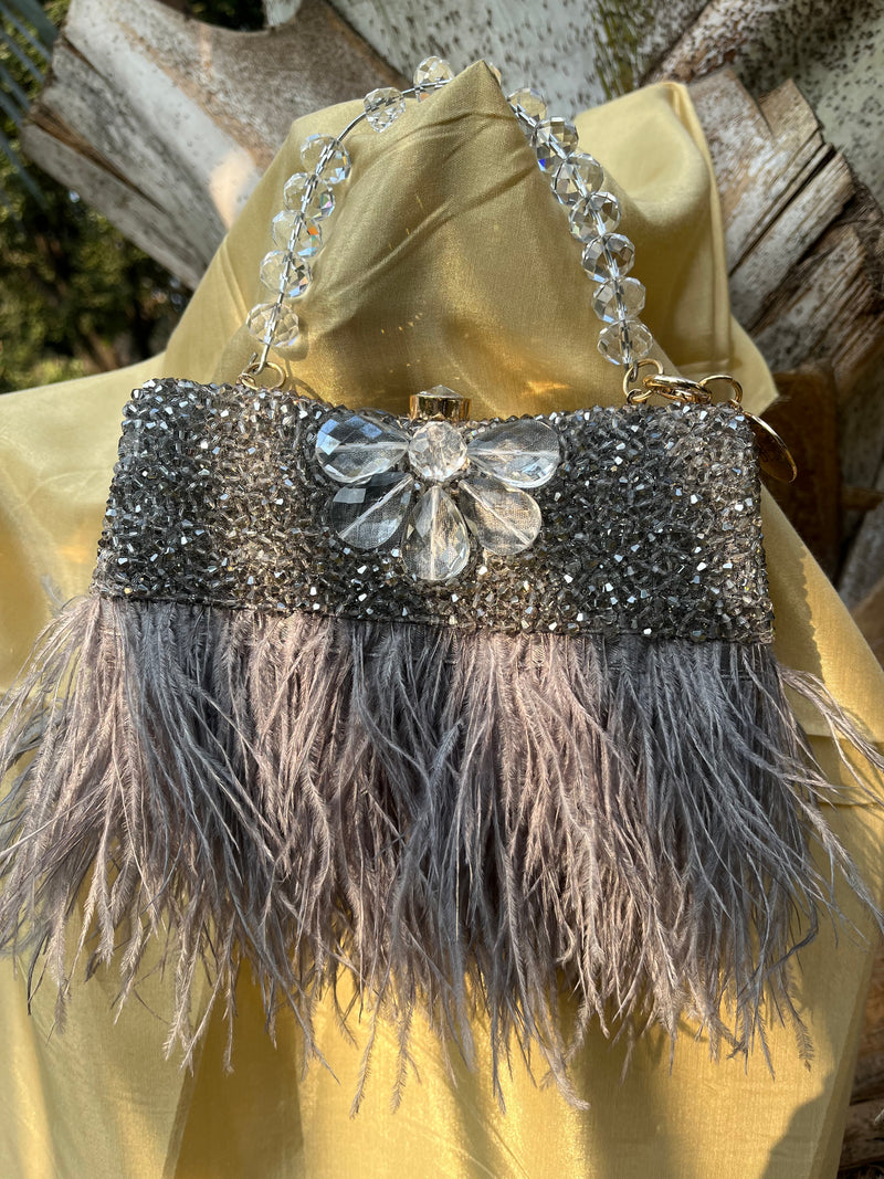 Gray Feather Bag